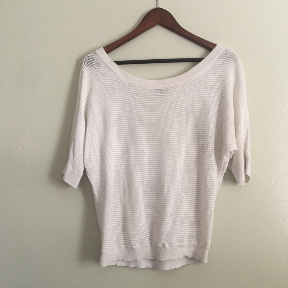 Knit half sleeve blouse